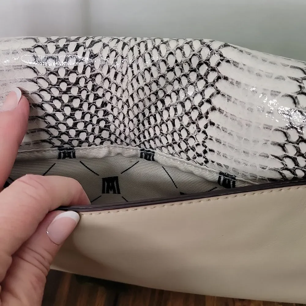 Antonio Melani. Elegant Cream and Silver Snakeskin Bag. EUC